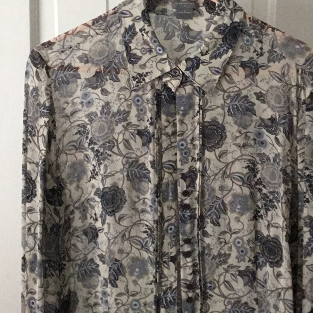 Sheer; button down.